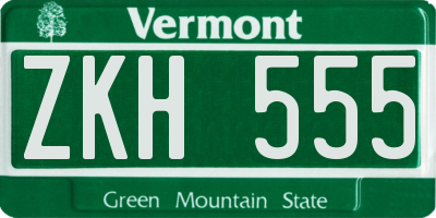 VT license plate ZKH555