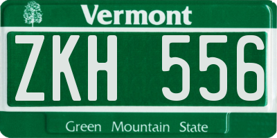 VT license plate ZKH556