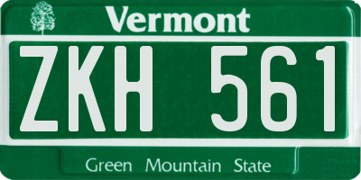 VT license plate ZKH561