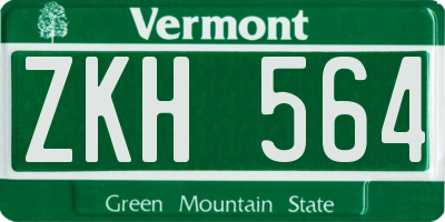 VT license plate ZKH564