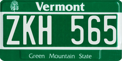 VT license plate ZKH565