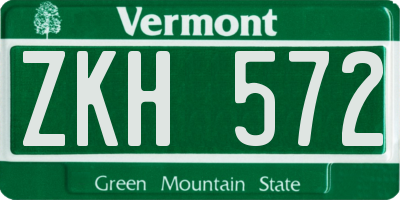 VT license plate ZKH572
