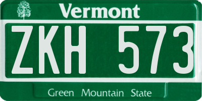 VT license plate ZKH573