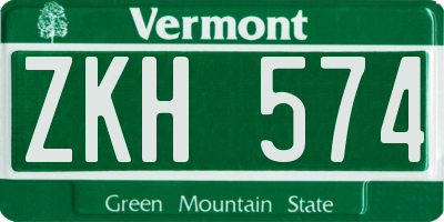 VT license plate ZKH574