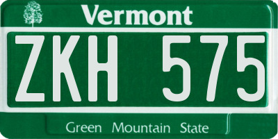 VT license plate ZKH575