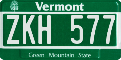 VT license plate ZKH577