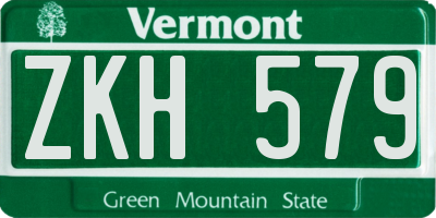 VT license plate ZKH579