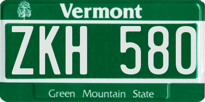 VT license plate ZKH580