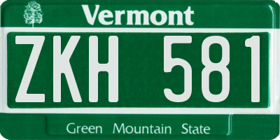 VT license plate ZKH581