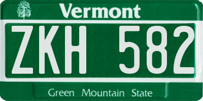 VT license plate ZKH582