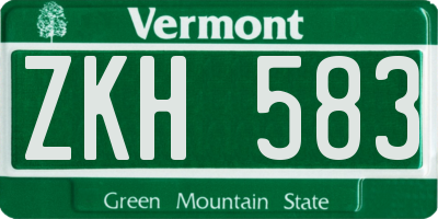 VT license plate ZKH583