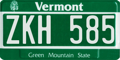 VT license plate ZKH585