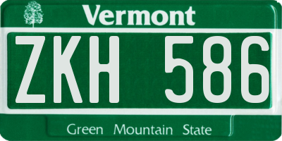 VT license plate ZKH586