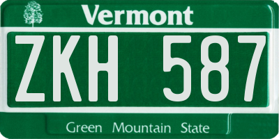 VT license plate ZKH587