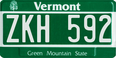 VT license plate ZKH592