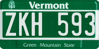 VT license plate ZKH593