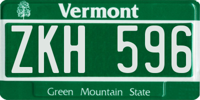VT license plate ZKH596