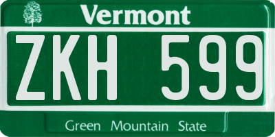 VT license plate ZKH599