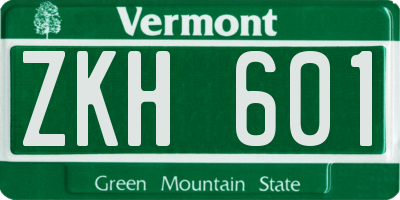 VT license plate ZKH601