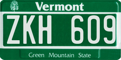 VT license plate ZKH609