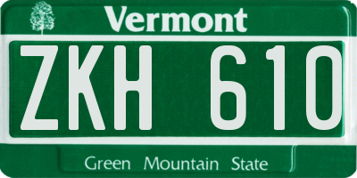 VT license plate ZKH610
