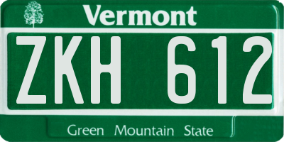 VT license plate ZKH612