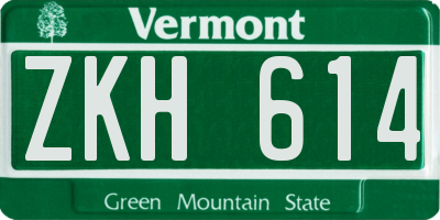 VT license plate ZKH614