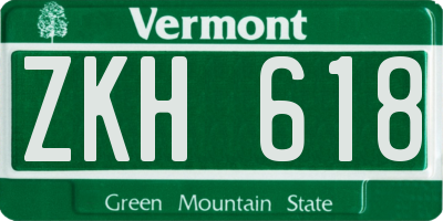 VT license plate ZKH618