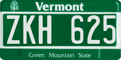 VT license plate ZKH625