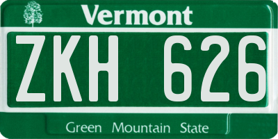 VT license plate ZKH626