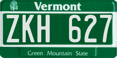 VT license plate ZKH627