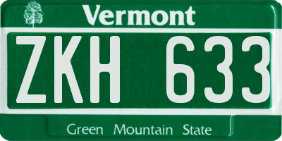 VT license plate ZKH633