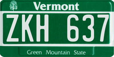 VT license plate ZKH637