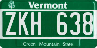 VT license plate ZKH638