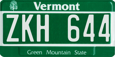 VT license plate ZKH644
