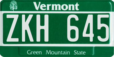 VT license plate ZKH645