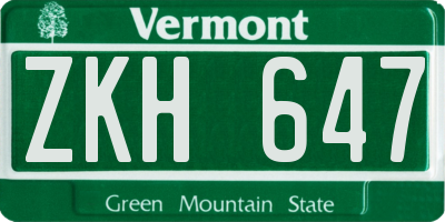 VT license plate ZKH647