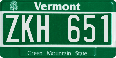 VT license plate ZKH651