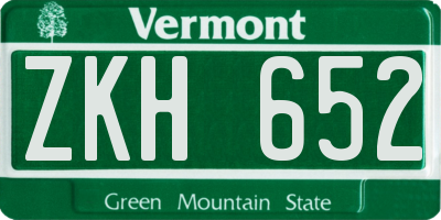 VT license plate ZKH652