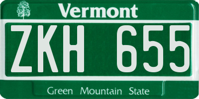 VT license plate ZKH655