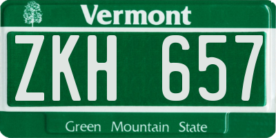VT license plate ZKH657