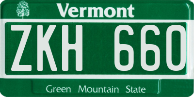 VT license plate ZKH660