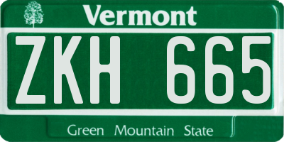 VT license plate ZKH665