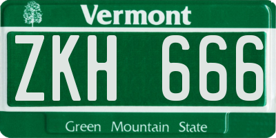 VT license plate ZKH666