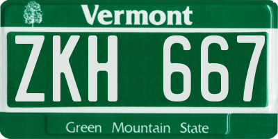 VT license plate ZKH667
