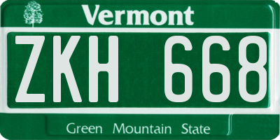 VT license plate ZKH668