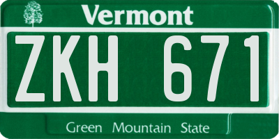 VT license plate ZKH671