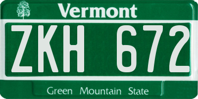 VT license plate ZKH672