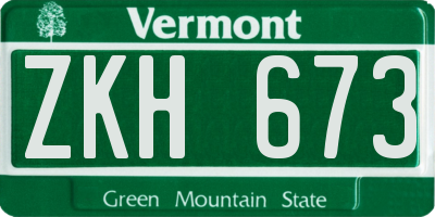 VT license plate ZKH673