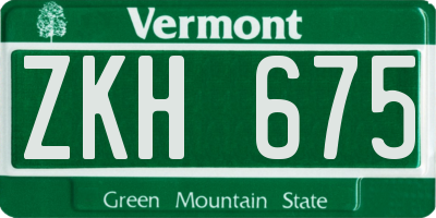 VT license plate ZKH675